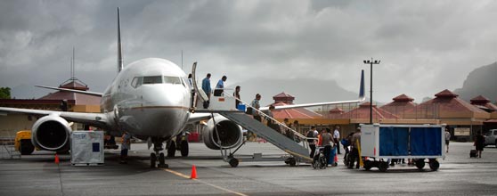 Passengers deplane at Pohnpei International Airport